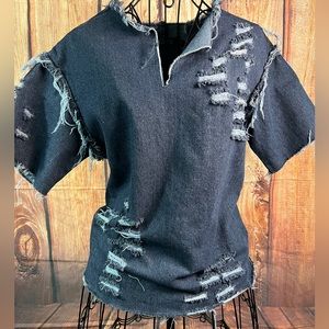 Denim Stressed pullover shirt size M